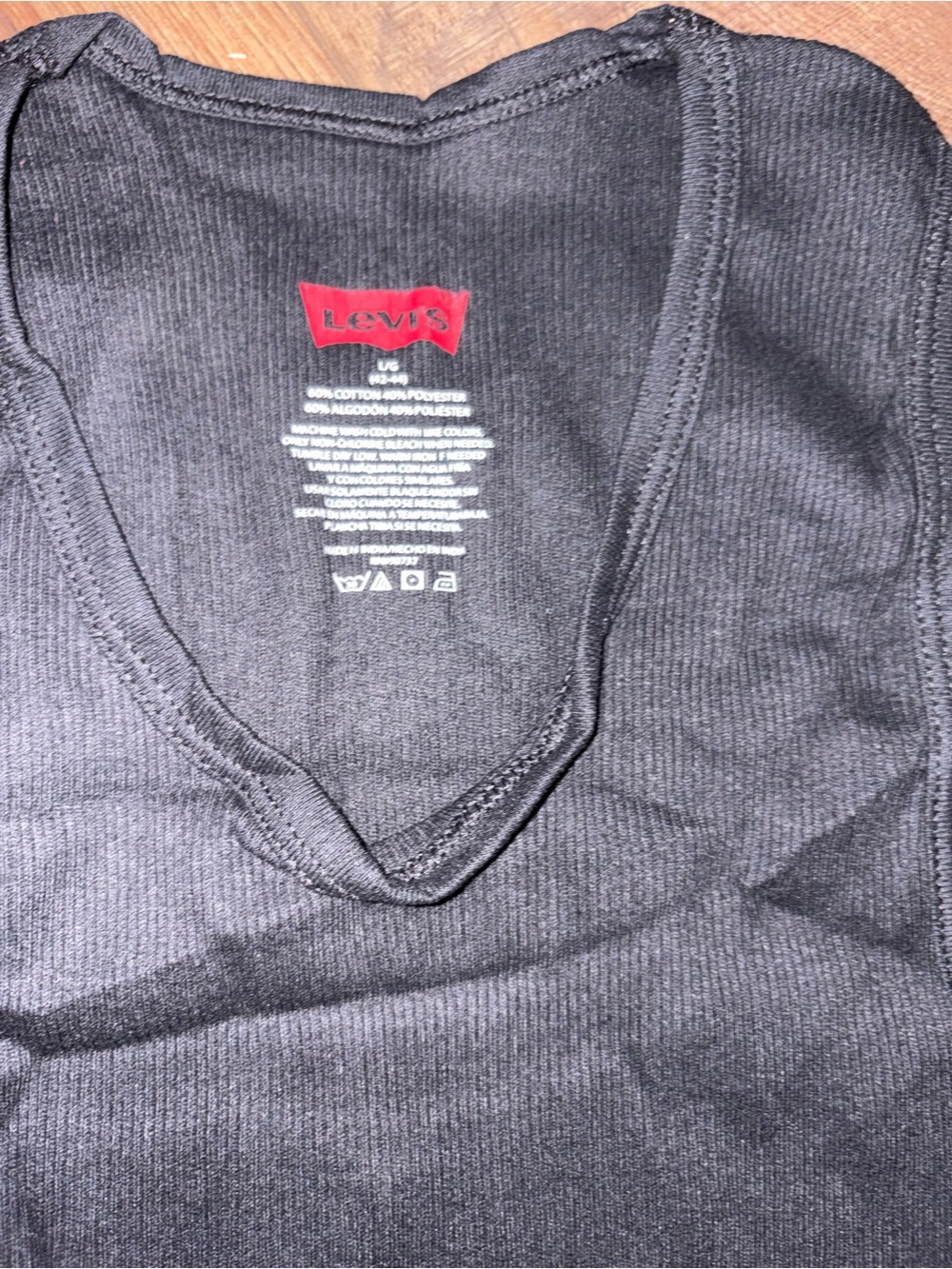 Levi’s Men’s Black Ribbed Tank Tops Sleeveless Undershirts Size Large 5 Pack - Picture 4 of 6